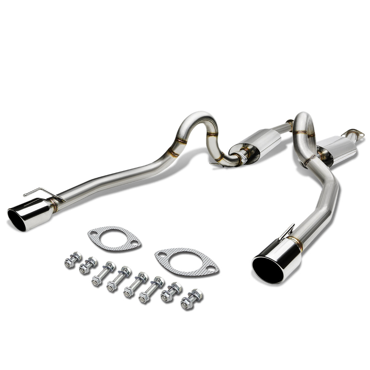 TUBERIA CATBACK CATBACK - 96-04 FORD MUSTANG V8 - DUAL ROUND TIP - STAINLESS STEEL