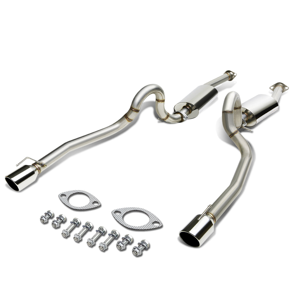 TUBERIA CATBACK CATBACK - 96-04 FORD MUSTANG V8 - DUAL ROUND TIP - STAINLESS STEEL
