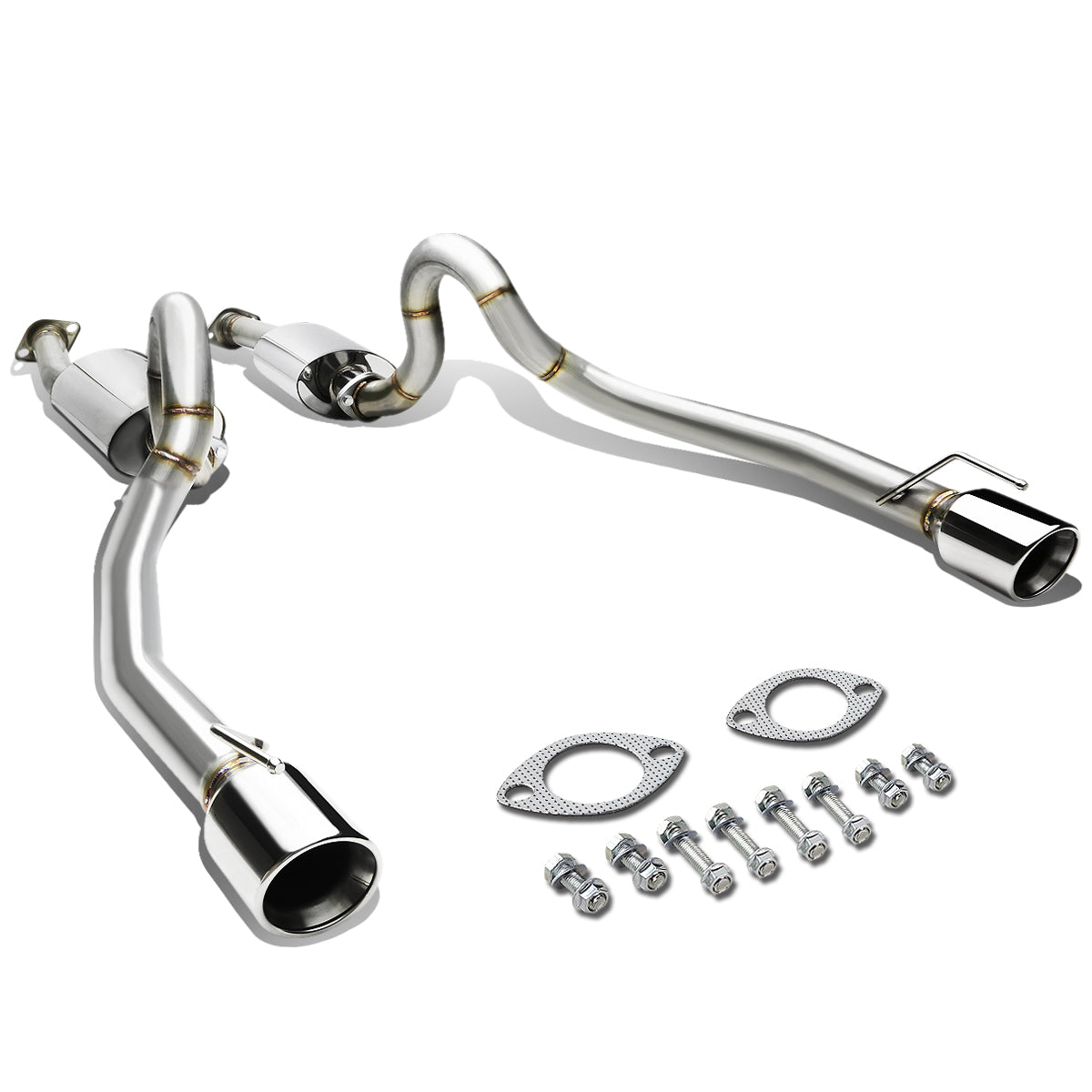 TUBERIA CATBACK CATBACK - 96-04 FORD MUSTANG V8 - DUAL ROLLED TIP - STAINLESS STEEL