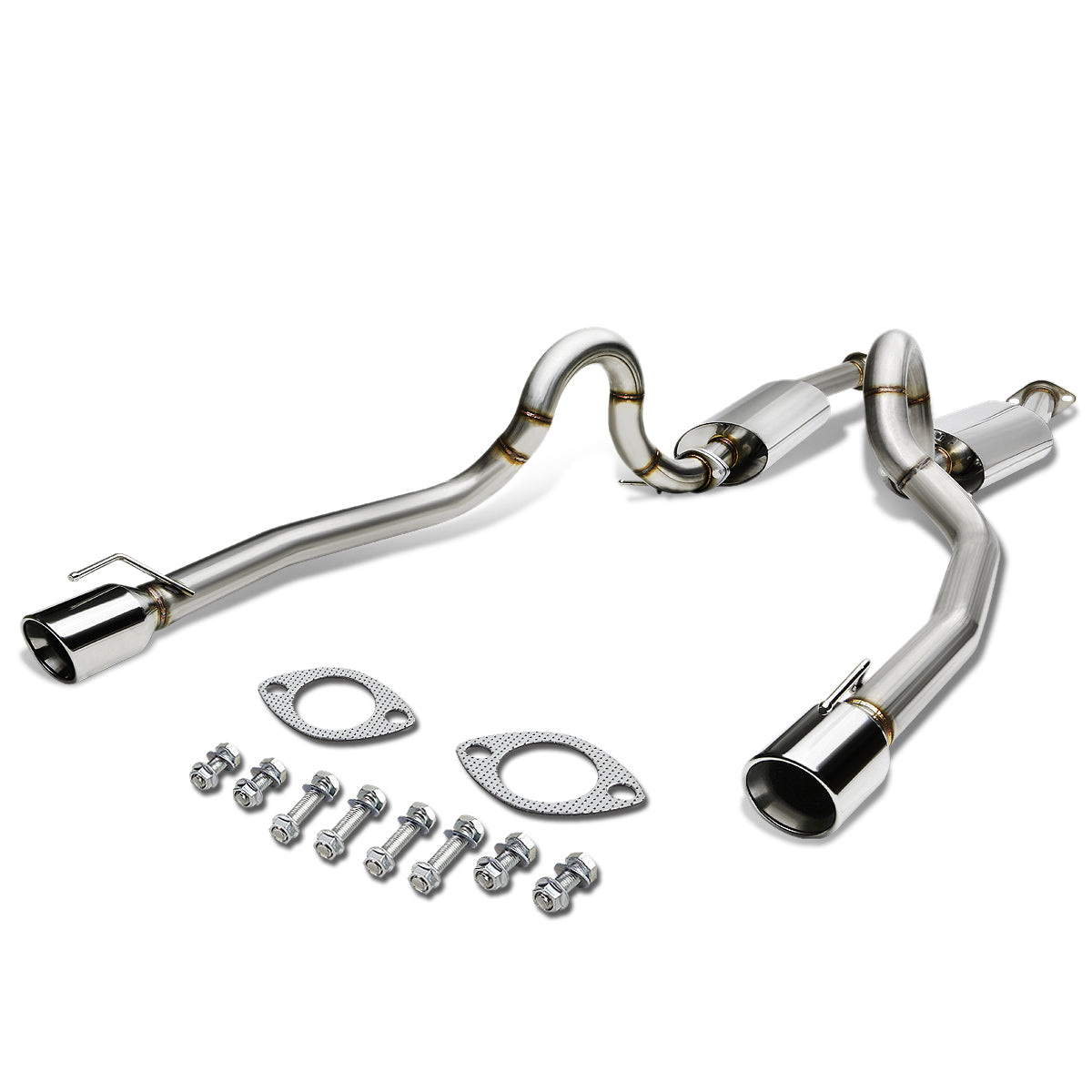 TUBERIA CATBACK CATBACK - 96-04 FORD MUSTANG V8 - DUAL ROLLED TIP - STAINLESS STEEL