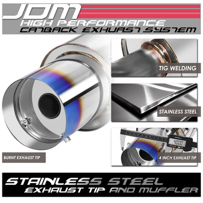 TUBERIA CATBACK CATBACK - 99-03 MITSUBISHI GALANT 4CYL - SINGLE BURNT TIP - STAINLESS STEEL