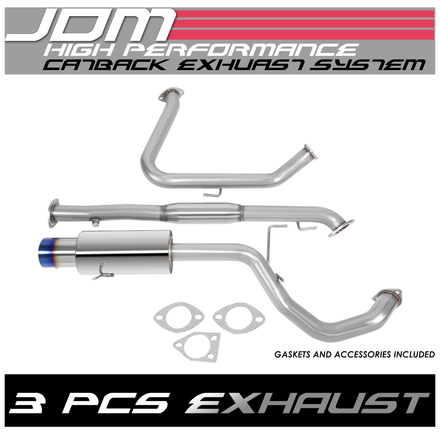 TUBERIA CATBACK CATBACK - 99-03 MITSUBISHI GALANT 4CYL - SINGLE BURNT TIP - STAINLESS STEEL