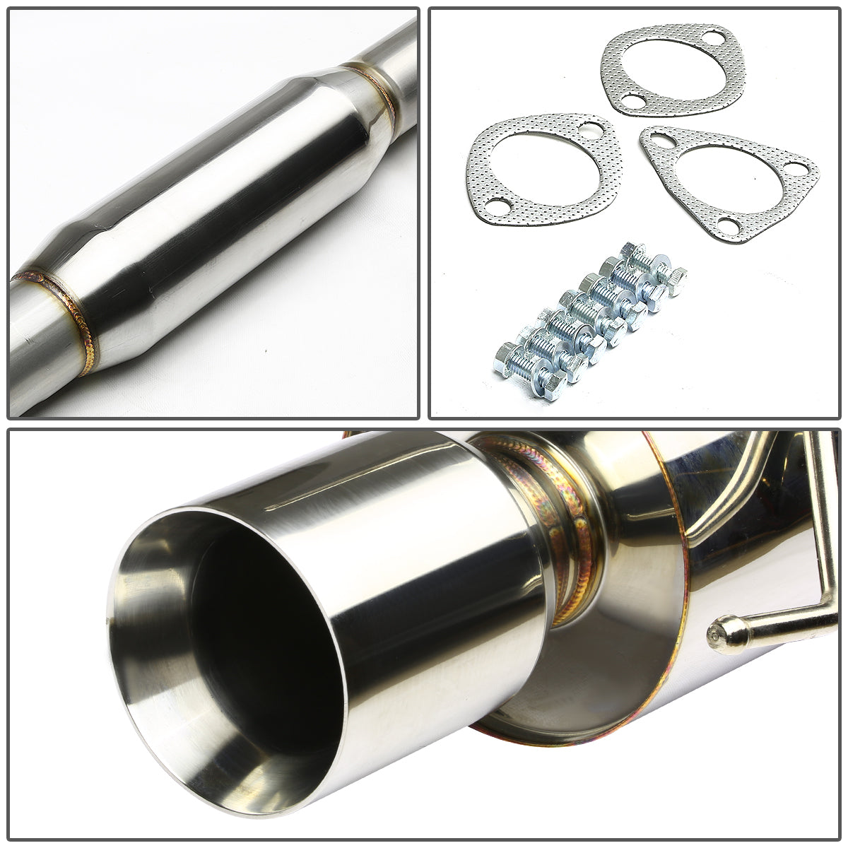 TUBERIA CATBACK CATBACK - 90-93 HONDA ACCORD - SINGLE ROLLED TIP - STAINLESS STEEL