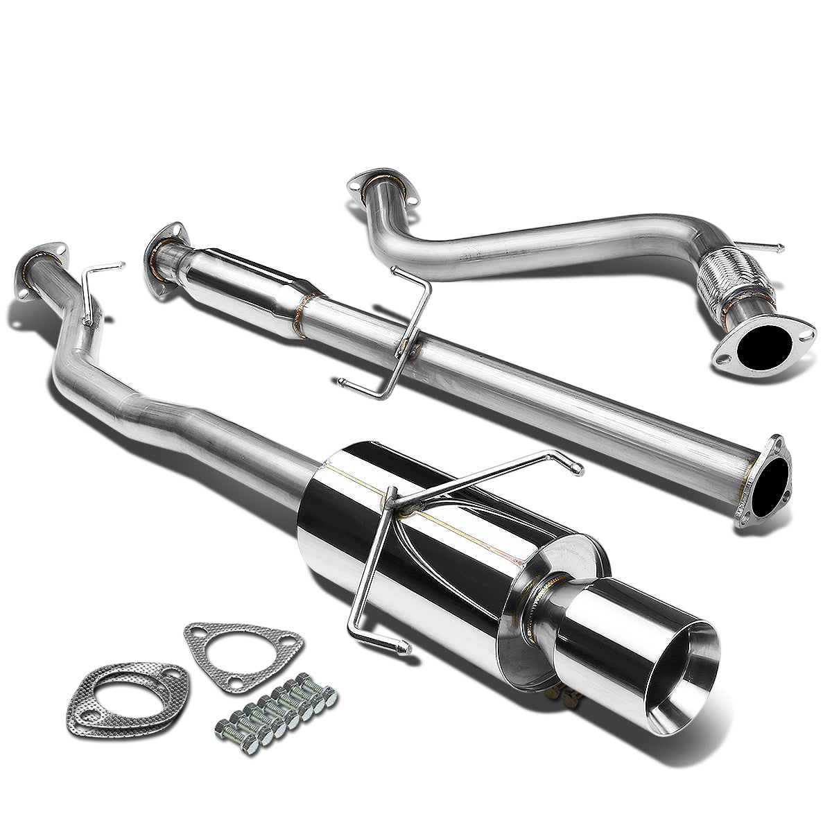 TUBERIA CATBACK CATBACK - 94-97 HONDA ACCORD 4CYL - SINGLE ROLLED TIP - STAINLESS STEEL