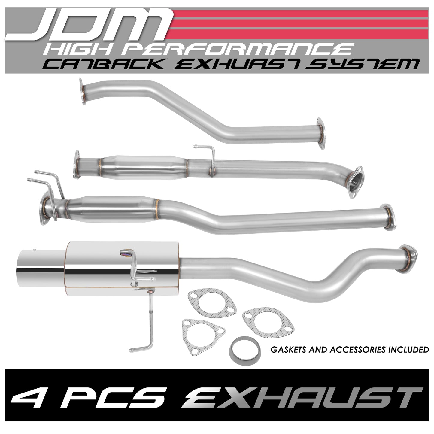 TUBERIA CATBACK CATBACK - 01-05 HONDA CIVIC DX / LX - SINGLE TIP - STAINLESS STEEL