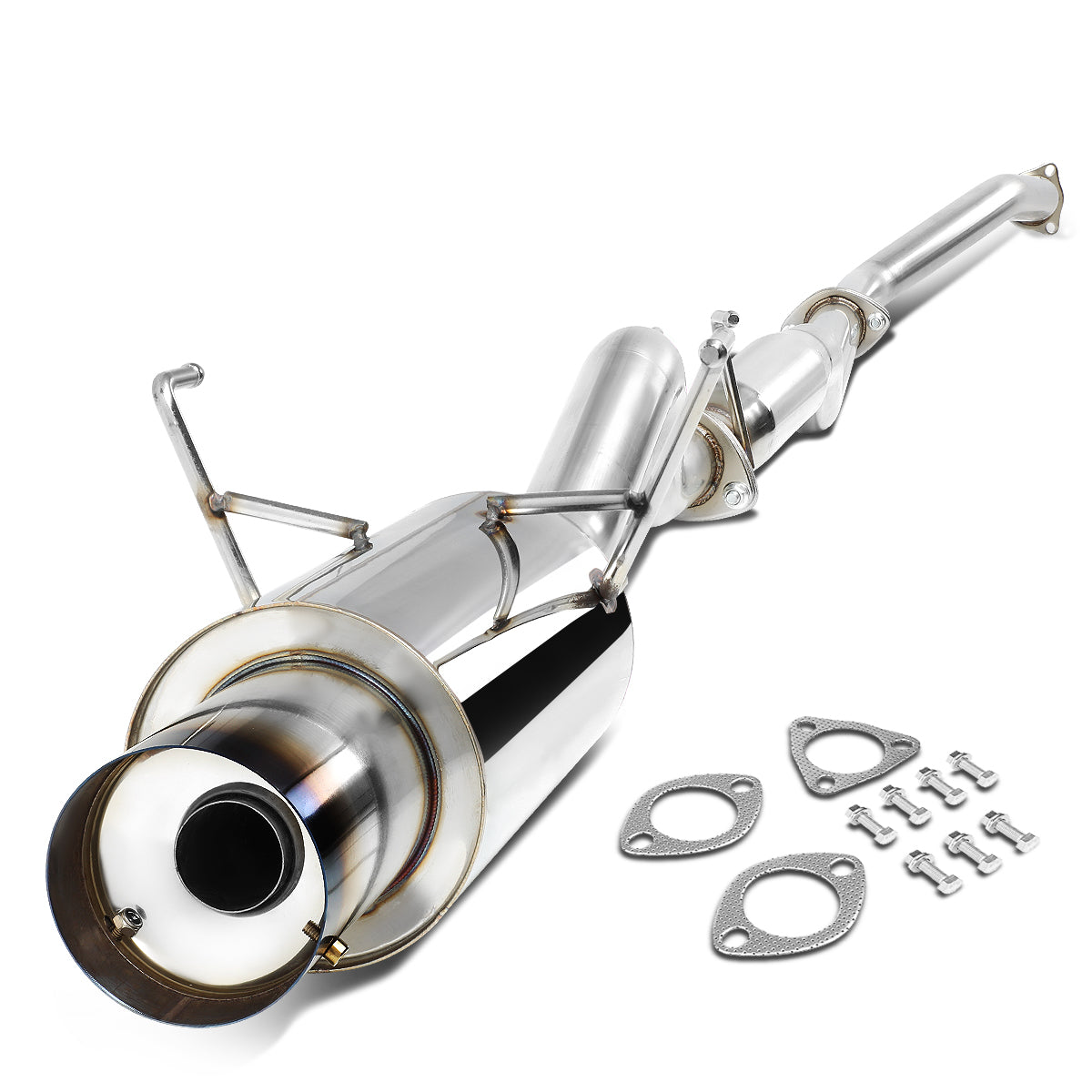 TUBERIA CATBACK CATBACK - 01-05 HONDA CIVIC EX GX - SINGLE BURNT TIP - STAINLESS STEEL