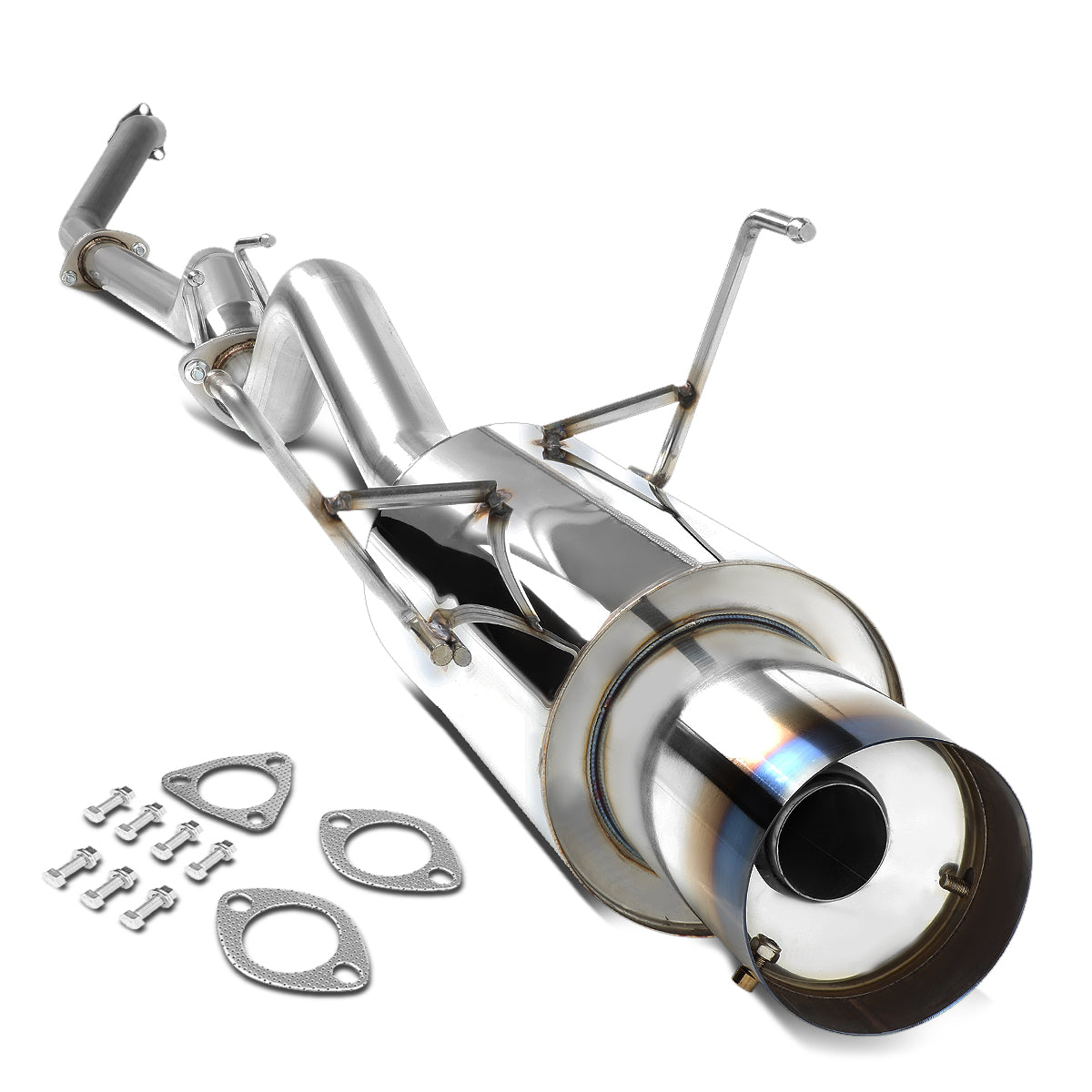 TUBERIA CATBACK CATBACK - 01-05 HONDA CIVIC EX GX - SINGLE BURNT TIP - STAINLESS STEEL