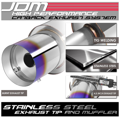 TUBERIA CATBACK CATBACK - 92-95 HONDA CIVIC EX/DX/LX / 96-00 HONDA CIVIC EX/GX/SI - 2/4DR ONLY - SINGLE TIP - STAINLESS STEEL