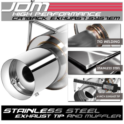 TUBERIA CATBACK CATBACK - 93-97 HONDA DEL SOL - SINGLE TIP - STAINLESS STEEL