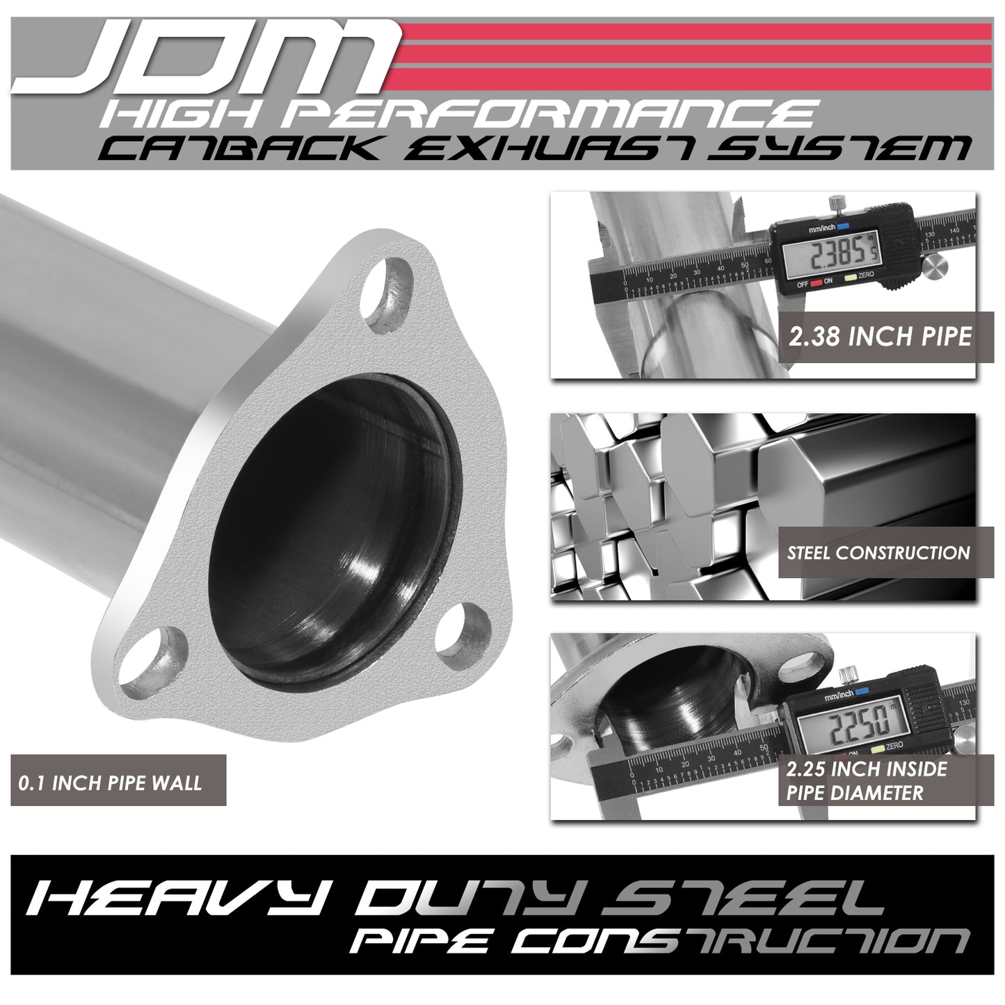 TUBERIA CATBACK CATBACK - 93-97 HONDA DEL SOL - SINGLE TIP - STAINLESS STEEL