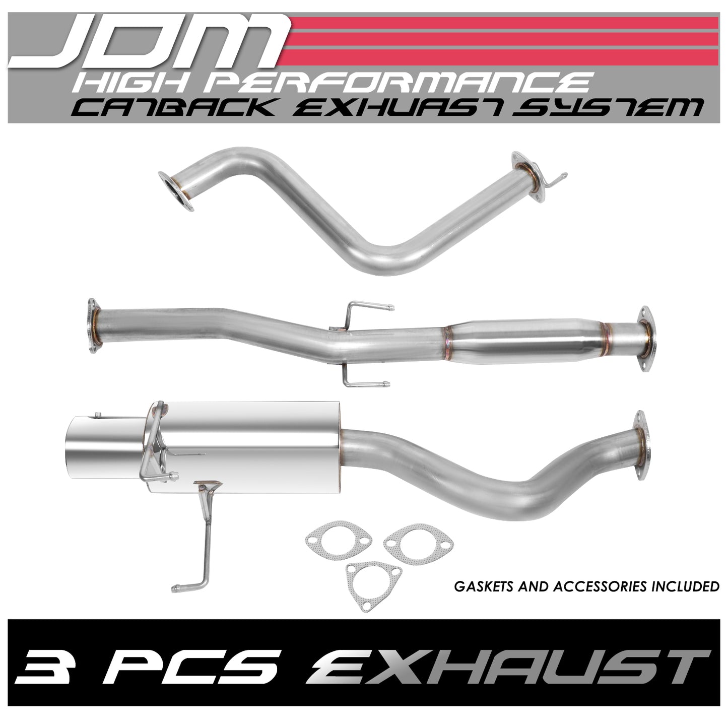 TUBERIA CATBACK CATBACK - 93-97 HONDA DEL SOL - SINGLE TIP - STAINLESS STEEL