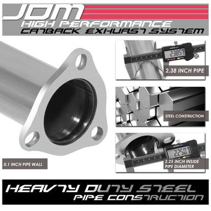 TUBERIA CATBACK CATBACK - 93-97 HONDA DEL SOL - SINGLE BURNT TIP - STAINLESS STEEL