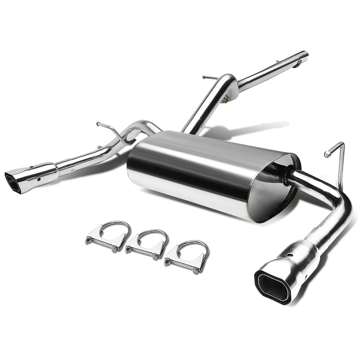 TUBERIA CATBACK CATBACK - 07-16 JEEP WRANGLER 2DR 4WD - DUAL SQUARE ROLLED TIP - STAINLESS STEEL