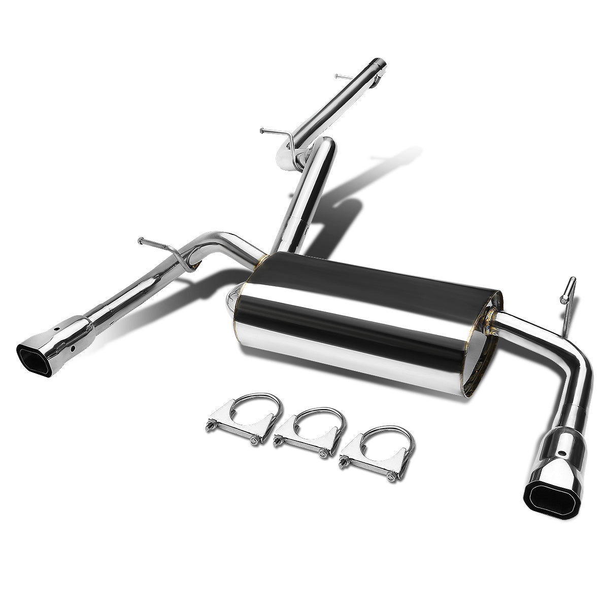TUBERIA CATBACK CATBACK - 07-16 JEEP WRANGLER 2DR 4WD - DUAL SQUARE ROLLED TIP - STAINLESS STEEL