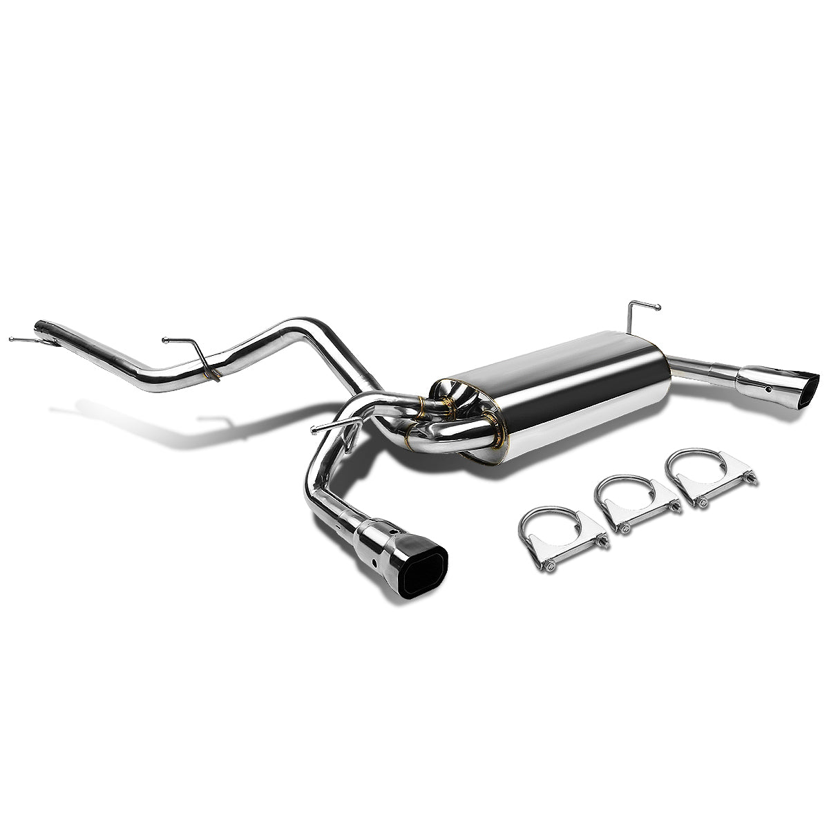 TUBERIA CATBACK CATBACK - 07-16 JEEP WRANGLER 2DR 4WD - DUAL SQUARE ROLLED TIP - STAINLESS STEEL