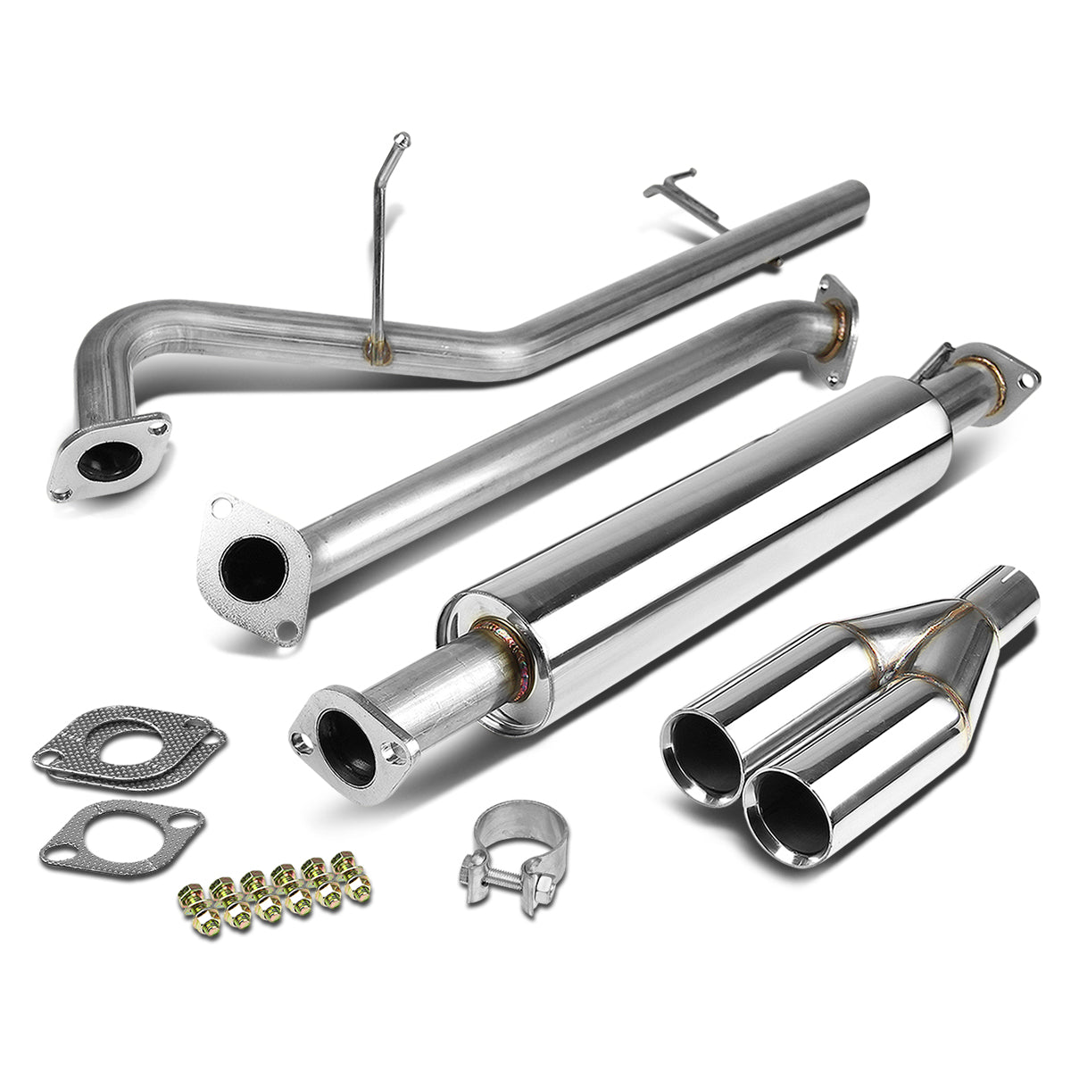 TUBERIA CATBACK CATBACK - 06-11 KIA RIO - DUAL ROLLED TIP - STAINLESS STEEL