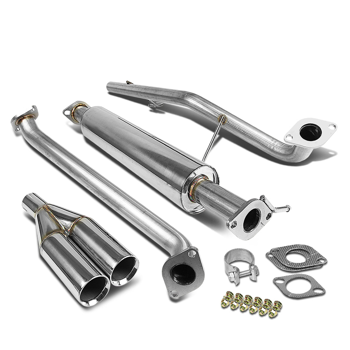 TUBERIA CATBACK CATBACK - 06-11 KIA RIO - DUAL ROLLED TIP - STAINLESS STEEL