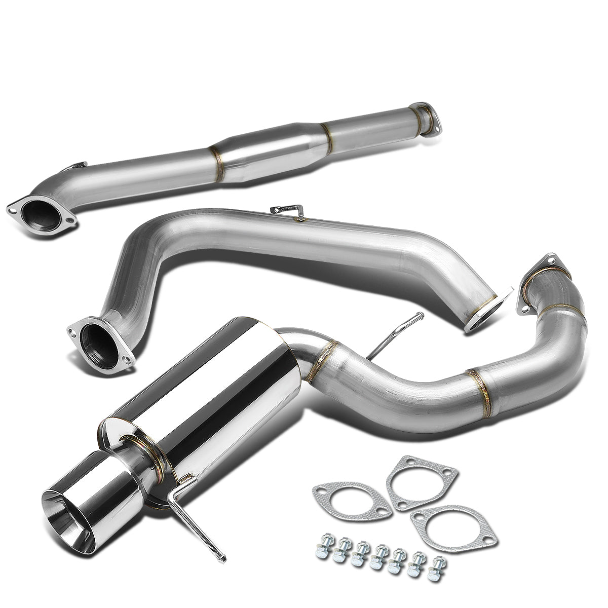 TUBERIA CATBACK CATBACK - 00-05 MITSUBISHI ECLIPSE V6 - SINGLE ROLLED TIP - STAINLESS STEEL