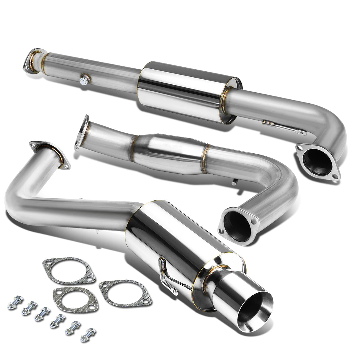 TUBERIA CATBACK CATBACK - 95-99 MITSUBISHI ECLIPSE GST - SINGLE ROLLED TIP - 3-INCH PIPE - STAINLESS STEEL