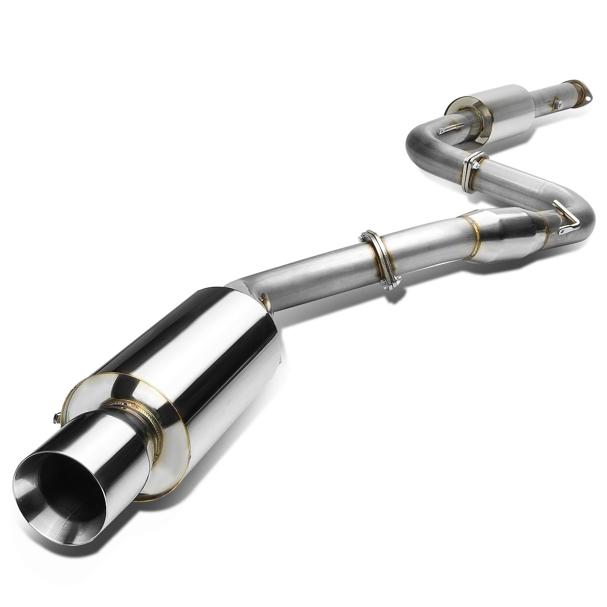 TUBERIA CATBACK CATBACK - 95-99 MITSUBISHI ECLIPSE GST - SINGLE ROLLED TIP - 3-INCH PIPE - STAINLESS STEEL