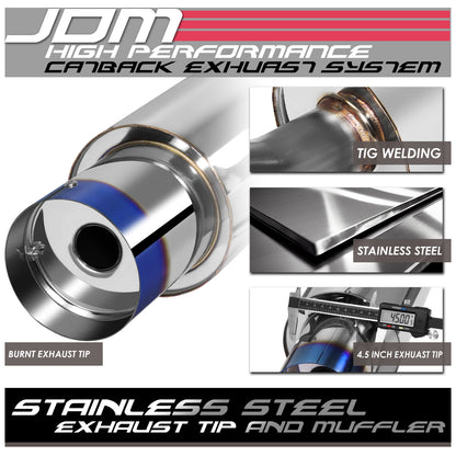 TUBERIA CATBACK CATBACK - 95-99 MITSUBISHI ECLIPSE NON TURBO - SINGLE BURNT TIP - STAINLESS STEEL