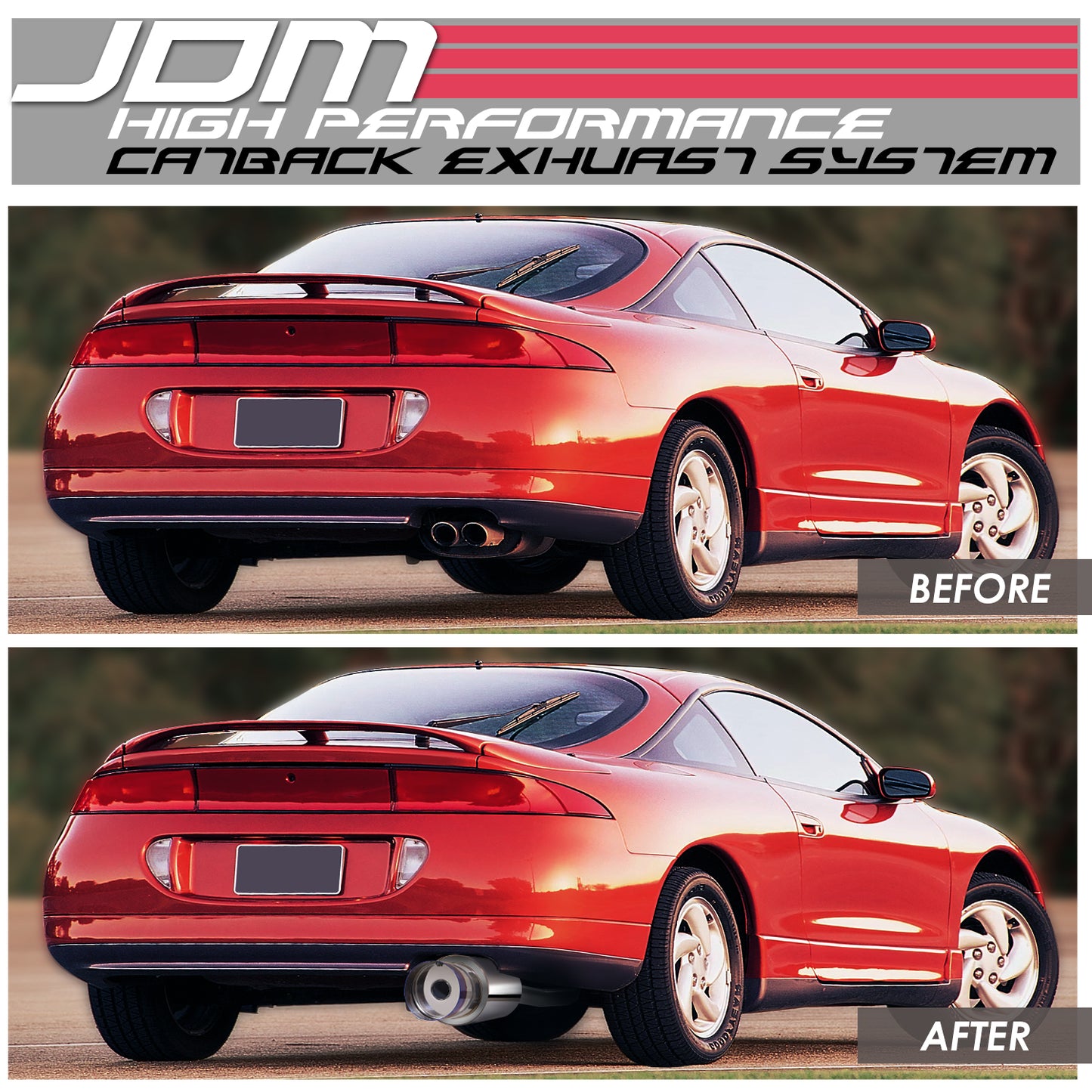 TUBERIA CATBACK CATBACK - 95-99 MITSUBISHI ECLIPSE NON TURBO - SINGLE BURNT TIP - STAINLESS STEEL