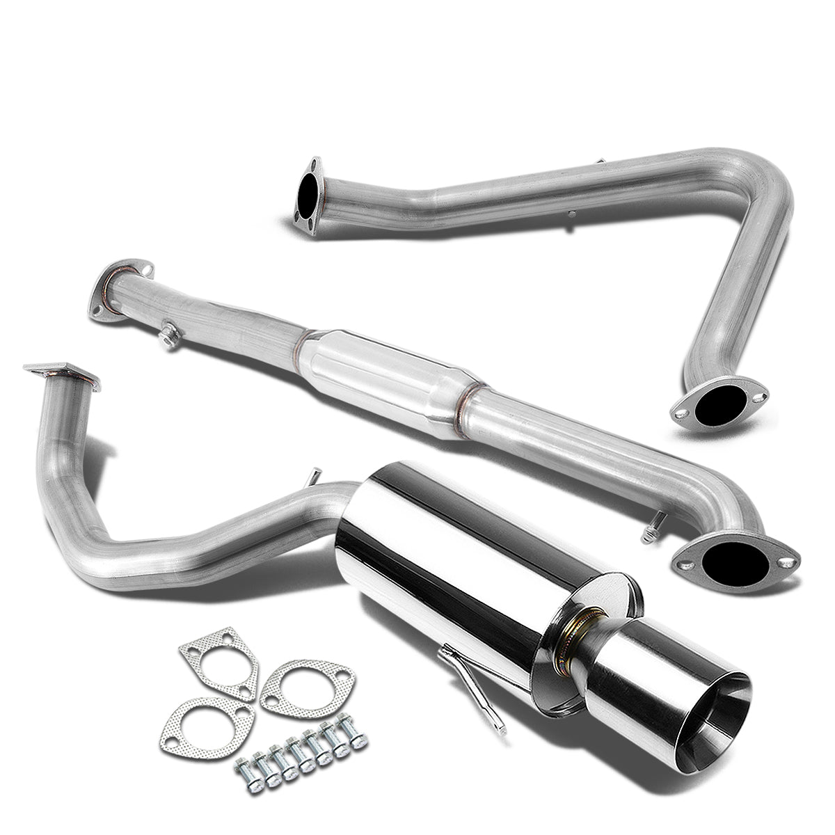 TUBERIA CATBACK CATBACK - 95-99 MITSUBISHI ECLIPSE NON TURBO - SINGLE ROLLED TIP - STAINLESS STEEL