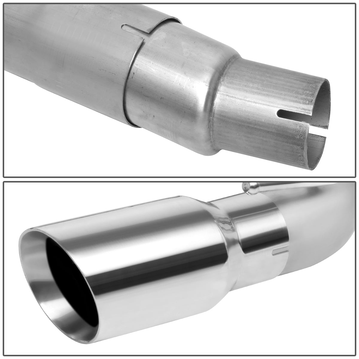 TUBERIA CATBACK AXELBACK - 10-15 CHEVY CAMARO 3.6L 6.2L 7.0L - DUAL ROLLED TIP - FITS VEHICLES W/O FACTORY GM GROUND EFFECTS KIT - STAINLESS STEEL