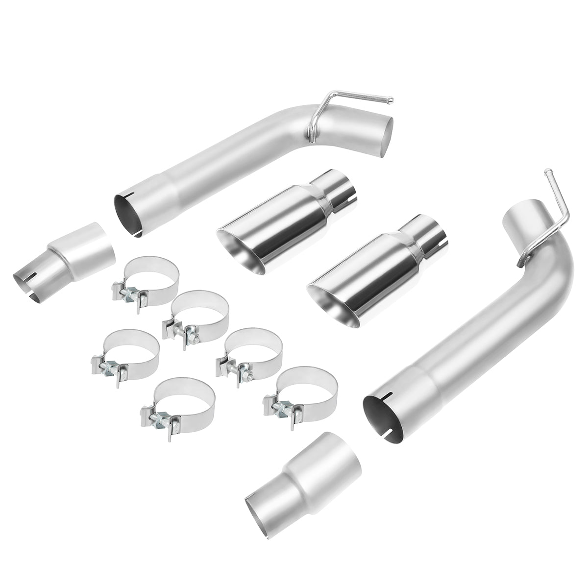TUBERIA CATBACK AXELBACK - 10-15 CHEVY CAMARO 3.6L 6.2L 7.0L - DUAL ROLLED TIP - FITS VEHICLES W/O FACTORY GM GROUND EFFECTS KIT - STAINLESS STEEL