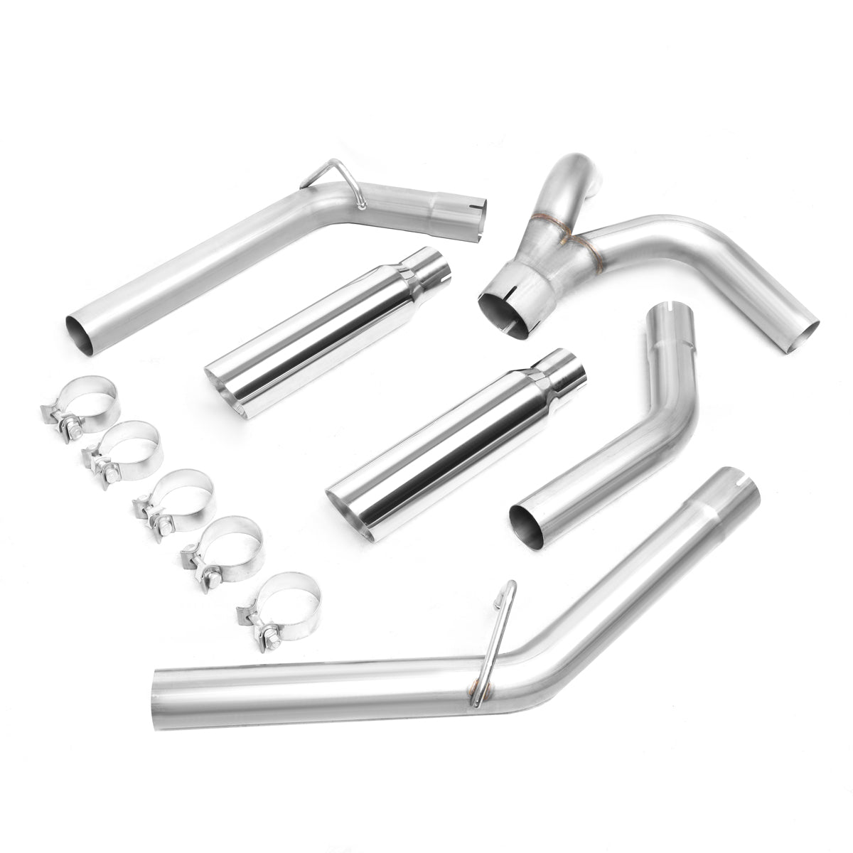 TUBERIA CATBACK AXELBACK - 09-13 CHEVY SILVERADO 1500 / GMC SIERRA 1500 6.2L V9 - DUAL ROLLED TIP - STAINLESS STEEL