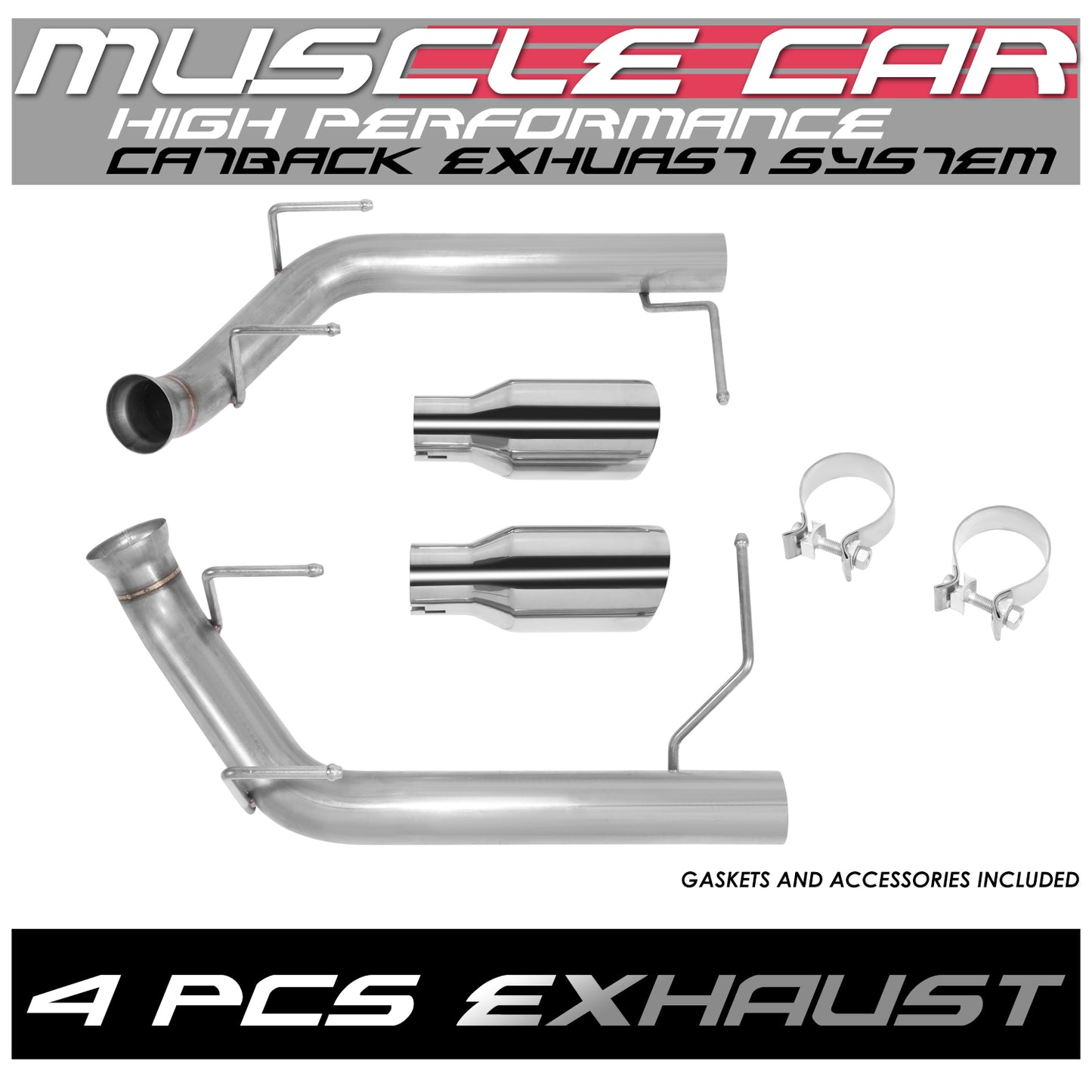 TUBERIA CATBACK AXELBACK - 11-14 FORD MUSTANG 5.0L 5.4L - DUAL ROLLED TIP - STAINLESS STEEL