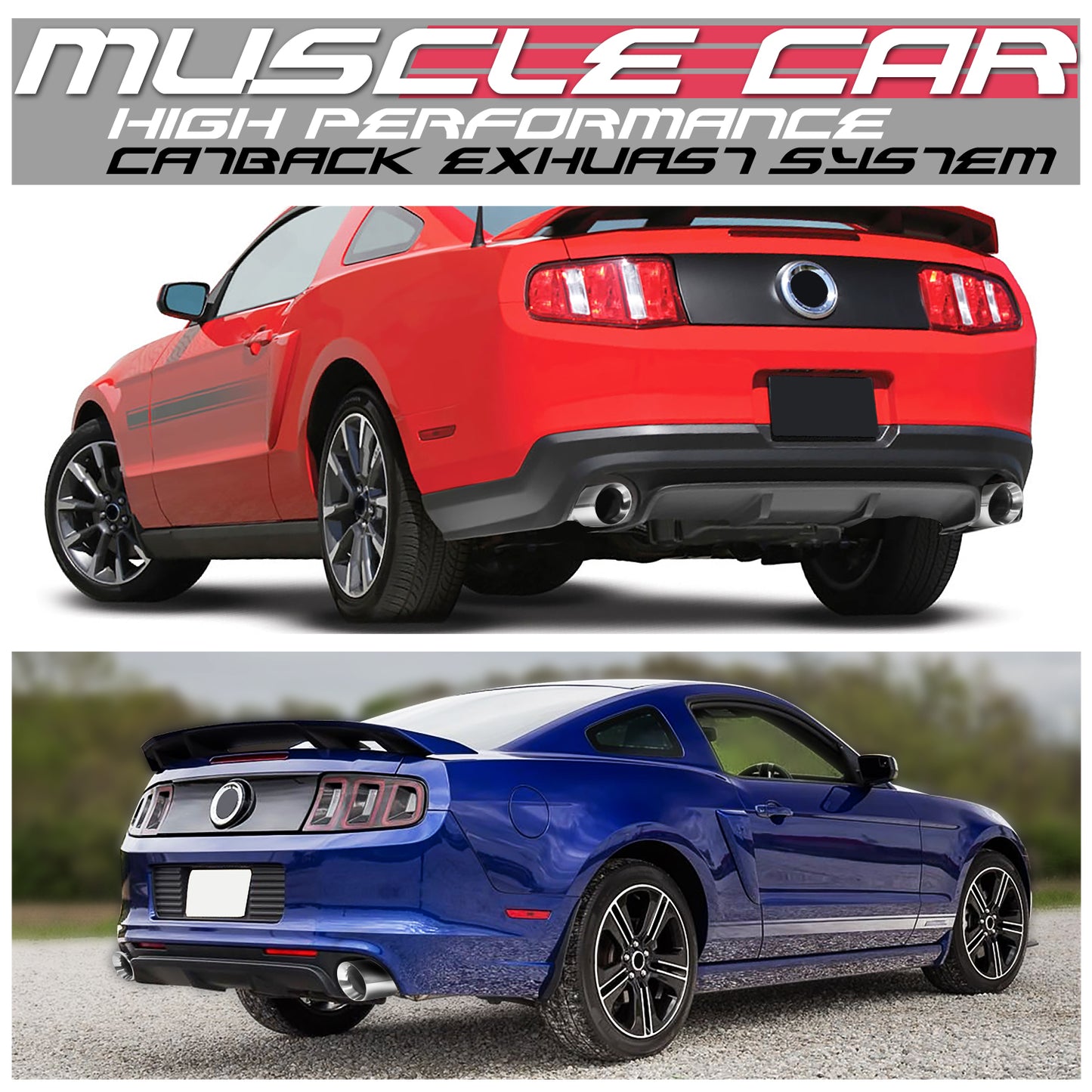 TUBERIA CATBACK AXELBACK - 11-14 FORD MUSTANG 5.0L 5.4L - DUAL ROLLED TIP - STAINLESS STEEL
