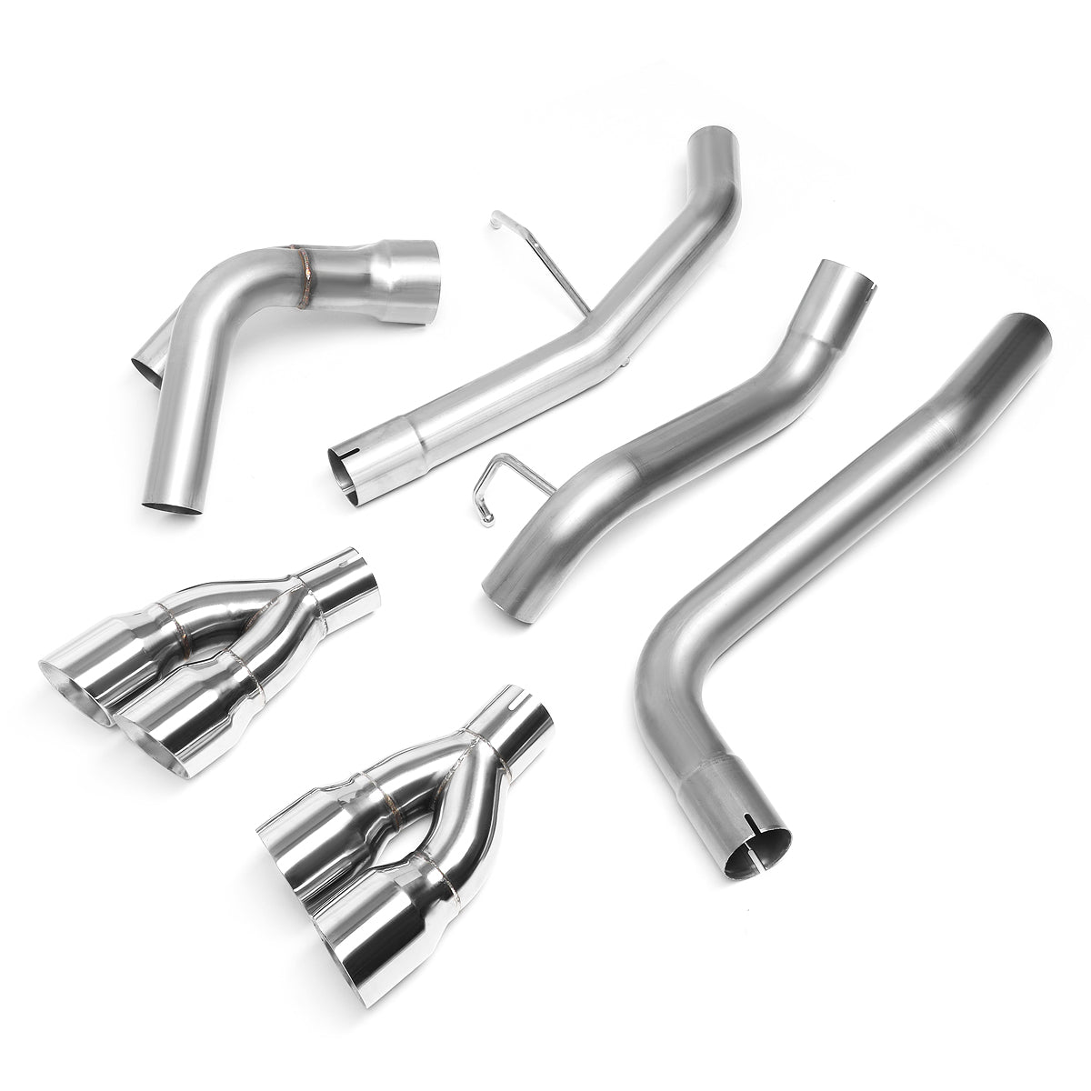 TUBERIA CATBACK AXLEBACK - 09-13 CADILLAC ESCALADE 6.2L / 09-13 GMC YUKON DENALI 6.2L - QUAD TIP - STAINLESS STEEL