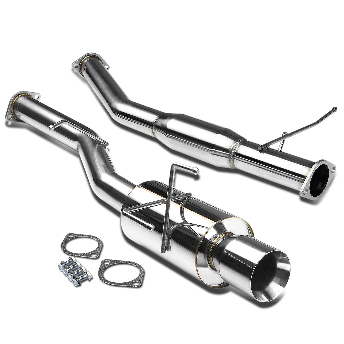 TUBERIA CATBACK CATBACK - 89-94 NISSAN 240SX S14 - SINGLE ROLLED TIP - STAINLESS STEEL