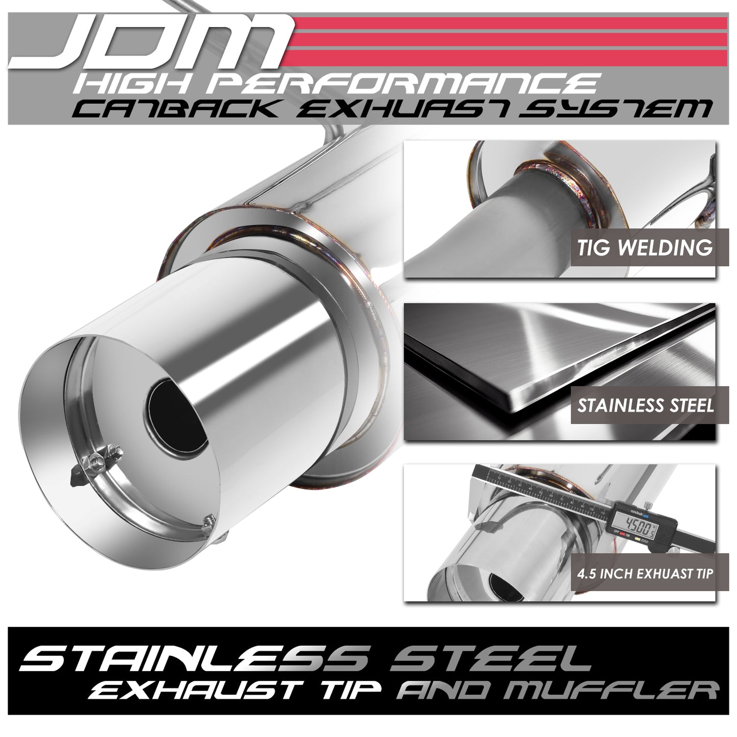 TUBERIA CATBACK CATBACK - 95-98 NISSAN 240SX S15 - SINGLE TIP - STAINLESS STEEL