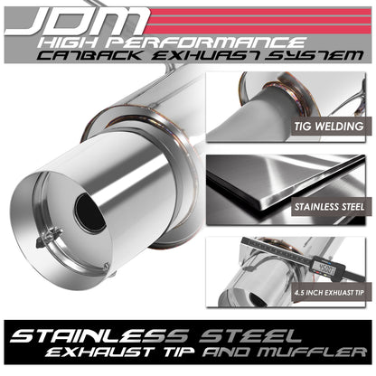 TUBERIA CATBACK CATBACK - 95-98 NISSAN 240SX S15 - SINGLE TIP - STAINLESS STEEL