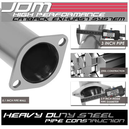 TUBERIA CATBACK CATBACK - 95-98 NISSAN 240SX S15 - SINGLE TIP - STAINLESS STEEL