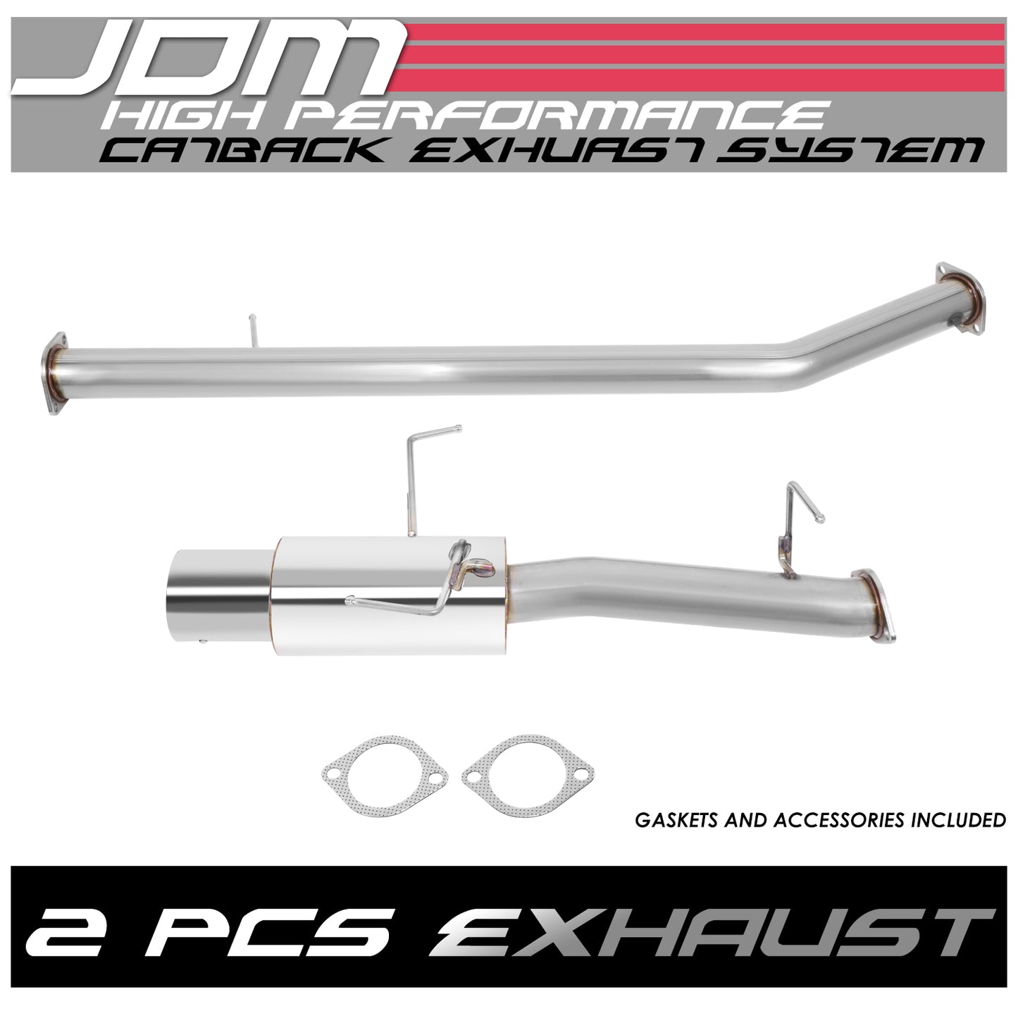 TUBERIA CATBACK CATBACK - 95-98 NISSAN 240SX S15 - SINGLE TIP - STAINLESS STEEL