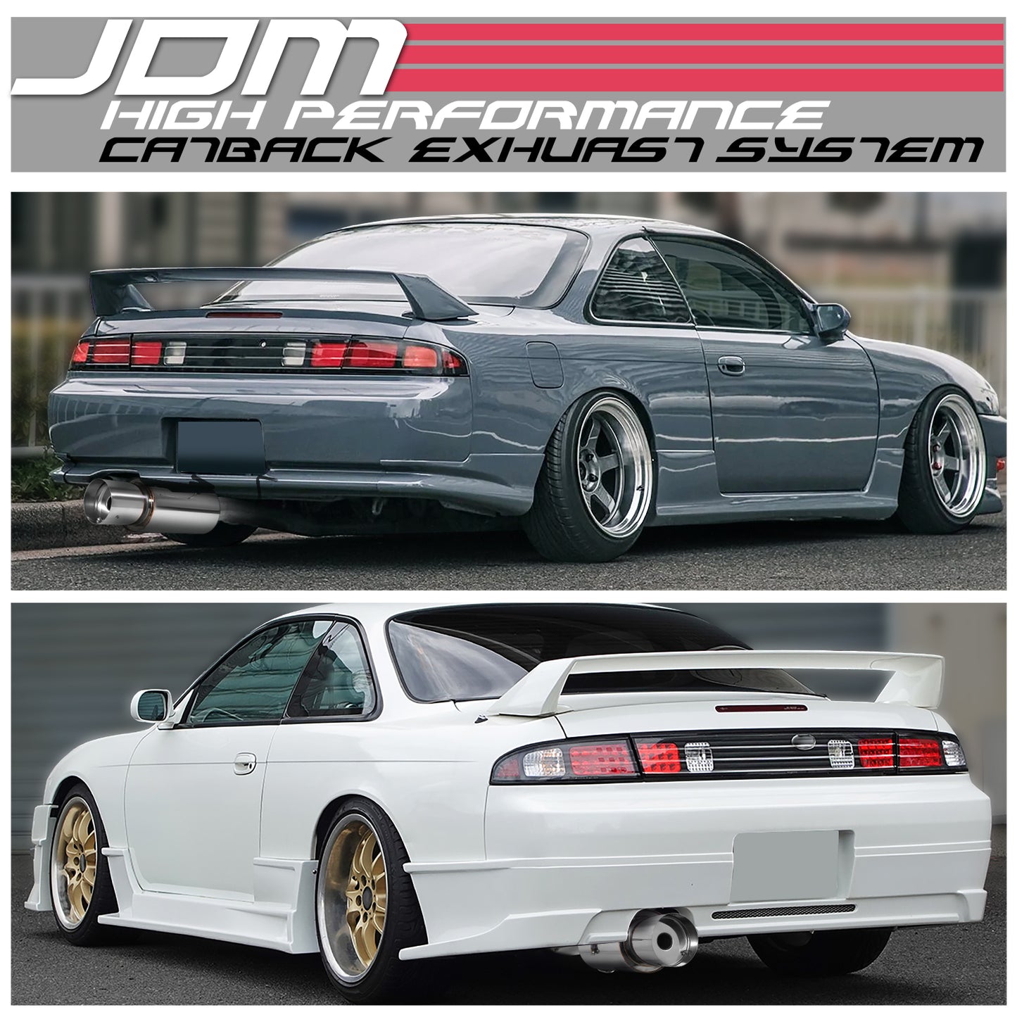 TUBERIA CATBACK CATBACK - 95-98 NISSAN 240SX S15 - SINGLE TIP - STAINLESS STEEL