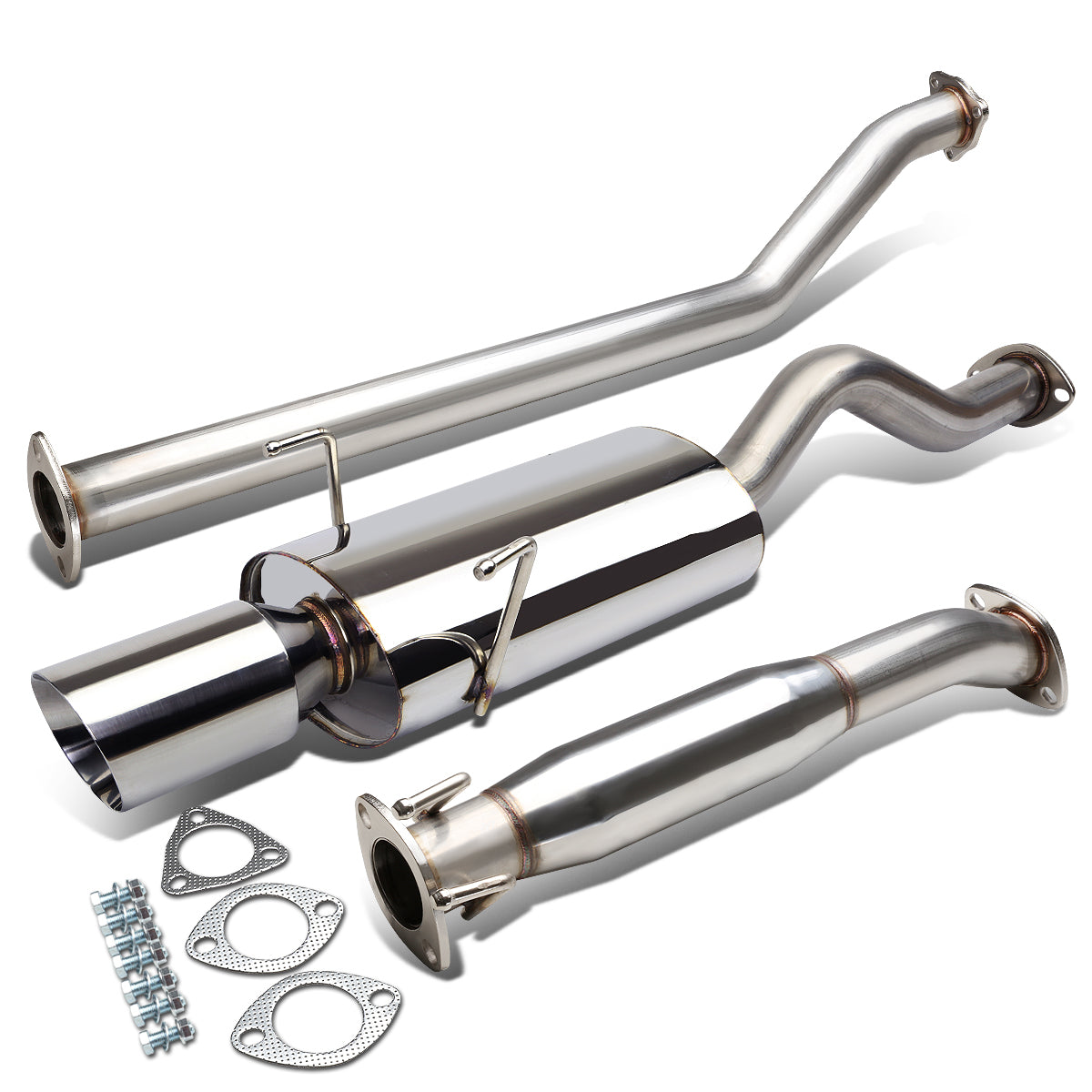 TUBERIA CATBACK CATBACK - 02-06 ACURA RSX DC5 - OE STYLE - SINGLE ROLLED TIP - STAINLESS STEEL