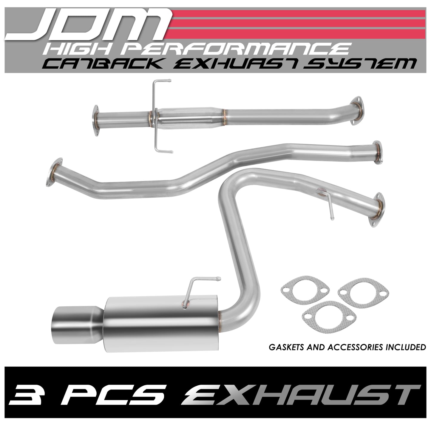 TUBERIA CATBACK CATBACK - 05-10 SCION TC 2.4L - SINGLE ROLLED TIP - STAINLESS STEEL