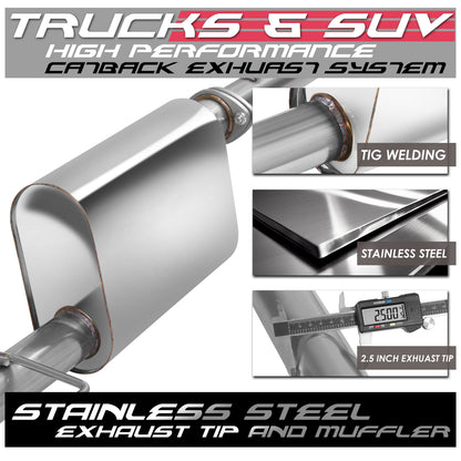 TUBERIA CATBACK CATBACK - 13-15 TOYOTA TACOMA CREW / EXTENDED CAB 2.7L WITH 5/6FT BED - SINGLE TIP - STAINLESS STEEL