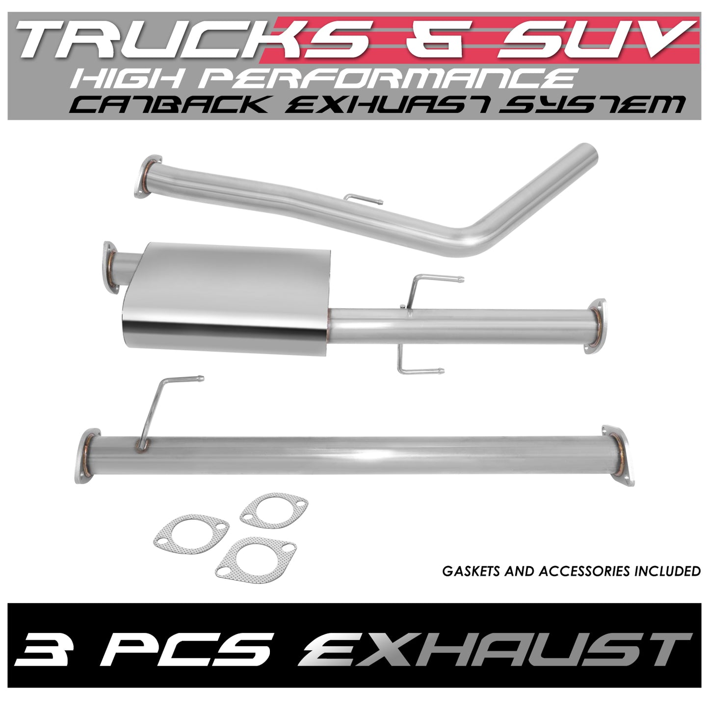TUBERIA CATBACK CATBACK - 13-15 TOYOTA TACOMA CREW / EXTENDED CAB 2.7L WITH 5/6FT BED - SINGLE TIP - STAINLESS STEEL