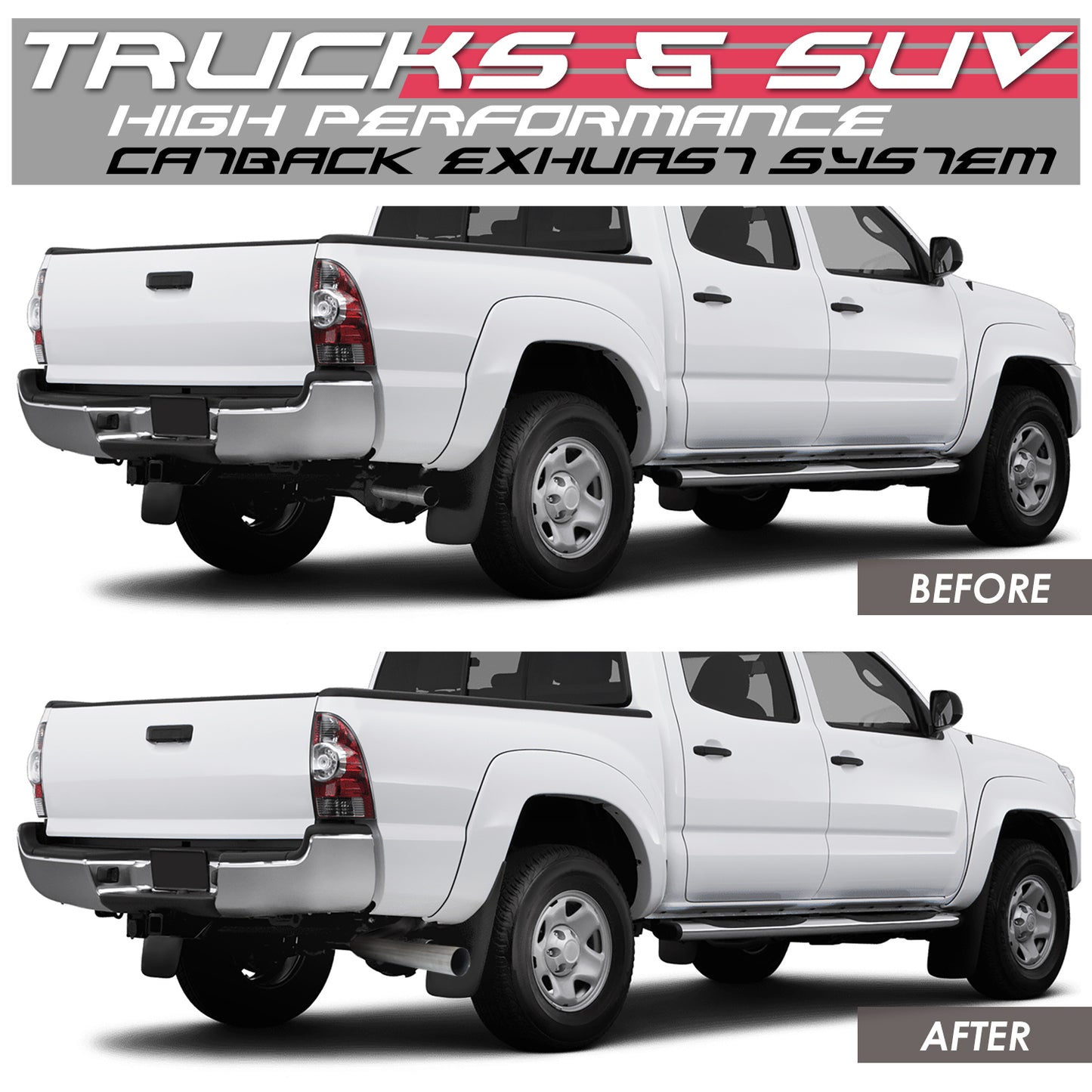 TUBERIA CATBACK CATBACK - 13-15 TOYOTA TACOMA CREW / EXTENDED CAB 2.7L WITH 5/6FT BED - SINGLE TIP - STAINLESS STEEL