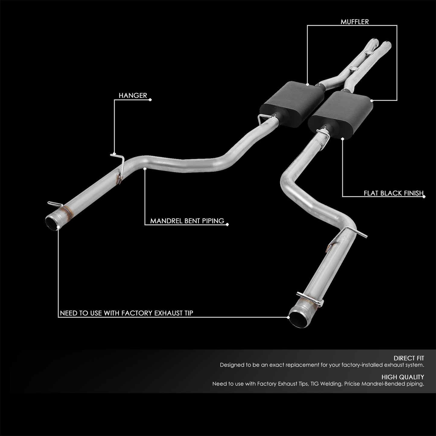 TUBERIA CATBACK CATBACK - 09-14 DODGE CHALLENGER 5.7L - MUST REUSE OEM EXHAUST TIPS - ALUMINIZED STEEL