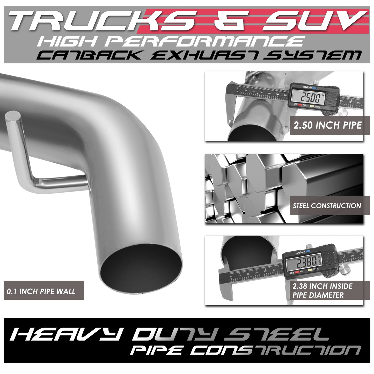 TUBERIA CATBACK CATBACK - 07-13 CHEVROLET SILVERADO 1500 5.3L CREW CAB WITH 5.5' BED / 07-08 CHEVROLET SILVERADO 1500 4.8L CREW CAB WITH 5.5' BED / 07-13 CHEVROLET SILVERADO 1500 5.3L EXTRA CAB WITH 6.5' BED / 07-08 CHEVROLET SILVERADO 1500 4.8L EXTRA CAB