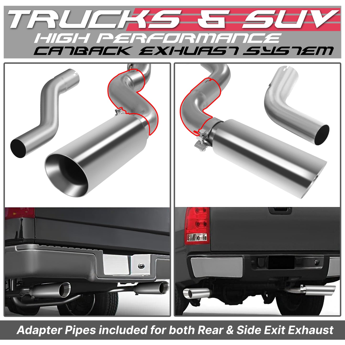 TUBERIA CATBACK CATBACK - 07-13 CHEVROLET SILVERADO 1500 5.3L CREW CAB WITH 5.5' BED / 07-08 CHEVROLET SILVERADO 1500 4.8L CREW CAB WITH 5.5' BED / 07-13 CHEVROLET SILVERADO 1500 5.3L EXTRA CAB WITH 6.5' BED / 07-08 CHEVROLET SILVERADO 1500 4.8L EXTRA CAB