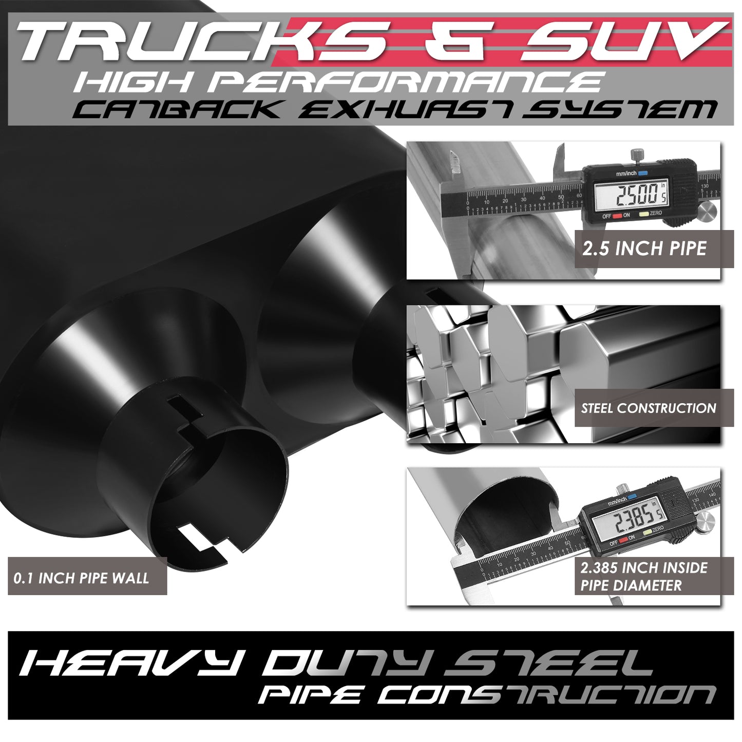 TUBERIA CATBACK CATBACK - 14-18 CHEVROLET SILVERADO 1500 WITH 4.3L/5.3L / 2019 CHEVROLET SILVERADO 1500 LD WITH 4.3L/5.3L / 14-18 GMC SIERRA 1500 WITH 4.3L/5.3L / 2019 GMC SIERRA 1500 LIMITED WITH 4.3L/5.3L - FITS EXTENDED & CREW CAB MODELS - EXCLUDES 2WD