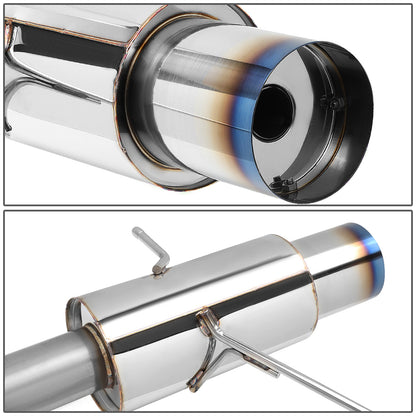 TUBERIA CATBACK CATBACK - 02-07 SUBARU WRX / STI - SINGLE BURNT TIP - ROUND MUFFLER - STAINLESS STEEL