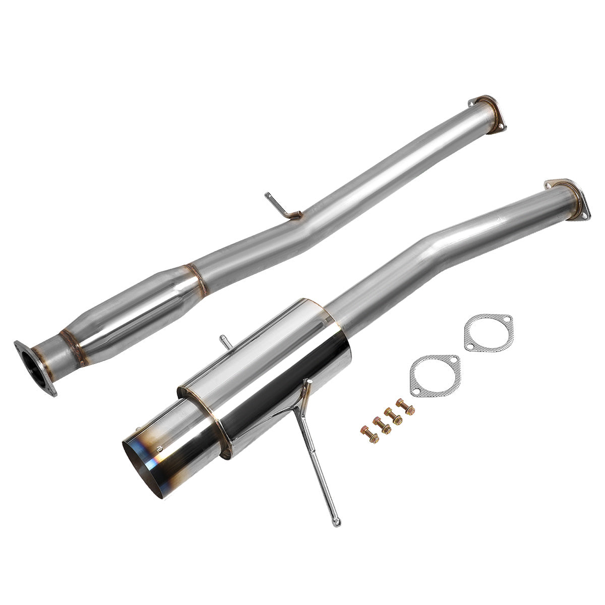 TUBERIA CATBACK CATBACK - 02-07 SUBARU WRX / STI - SINGLE BURNT TIP - ROUND MUFFLER - STAINLESS STEEL
